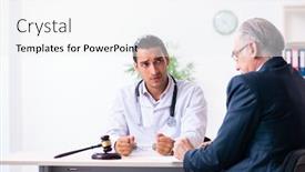  Presentation with lawyer - Slide deck enhanced with male-doctor-in-courthouse-meeting background and a white colored foreground