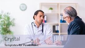  Presentation with lawyer - Beautiful presentation theme featuring male-doctor-in-courthouse-meeting backdrop and a light blue colored foreground