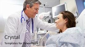  Presentation with emergency room - Slide set with male doctor in emergency room background and a light gray colored foreground