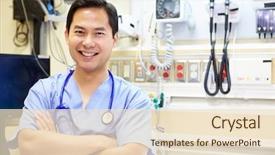  Presentation with emergency room - Amazing presentation theme having male doctor in emergency backdrop and a lemonade colored foreground