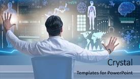  Presentation with medical concept - Theme having male doctor in futuristic medical background and a teal colored foreground
