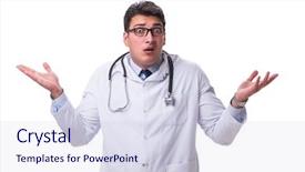  Presentation with doctor - Theme with male doctor isolated on white background and a sky blue colored foreground