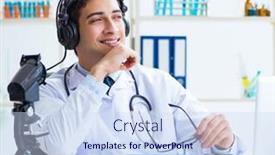  Presentation with listening - Presentation theme with male-doctor-listening-to-patient background and a sky blue colored foreground