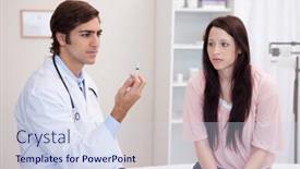  Presentation with injection preparing - Theme consisting of male doctor preparing injection for patient background and a sky blue colored foreground