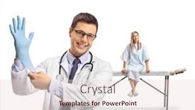  Presentation with female hospital patient - Beautiful slides featuring male-doctor-putting-a-medical backdrop and a lemonade colored foreground