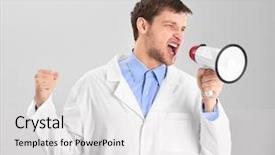  Presentation with grey - Presentation enhanced with male doctor shouting into megaphone background and a  colored foreground