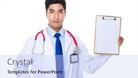  Presentation with show - Audience pleasing PPT layouts consisting of male doctor show with the clipboard backdrop and a light blue colored foreground