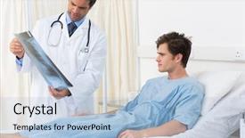  Presentation with moving patient to hospital bed - Presentation theme with male doctor showing xray report background and a light blue colored foreground