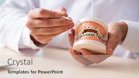  Presentation with clinic - Colorful presentation design enhanced with male doctor stomatologist working in the clinic backdrop and a lemonade colored foreground