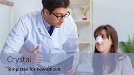  Presentation with doctor patient relations - Amazing presentation design having operational excellence - male doctor talking to patient backdrop and a light blue colored foreground