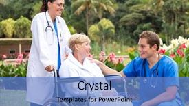  Presentation with male nurse - PPT theme consisting of male doctor talking to senior background and a teal colored foreground