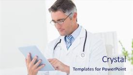  Presentation with using digital tablet - Presentation having male doctor using digital tablet background and a sky blue colored foreground