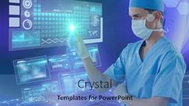  Presentation with data science - Beautiful presentation design featuring male-doctor-using-interactive-screen backdrop and a teal colored foreground