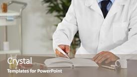  Presentation with medical book - Presentation theme featuring male doctor with medical recipe book herbal medicine concept background and a gray colored foreground