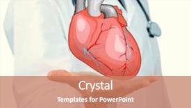  Presentation with heart medical - Slide deck with medical concept male doctor with real heart in hands background and a coral colored foreground