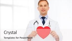  Presentation with charity - Colorful slide deck enhanced with male doctor with red heart backdrop and a  colored foreground