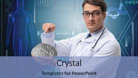  Presentation with medical brain - Amazing PPT theme having male doctor with the brain backdrop and a light blue colored foreground