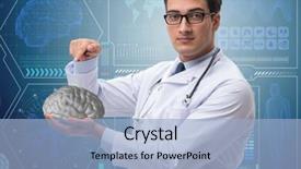  Presentation with medical brain - Audience pleasing slide deck consisting of male doctor with the brain backdrop and a light blue colored foreground