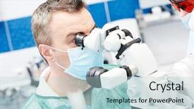  Presentation with canon microscope - Presentation theme featuring male doctor working with microscope background and a lemonade colored foreground