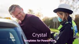  Presentation with traffic police - PPT layouts consisting of male-driver-being-handcuffed background and a wine colored foreground