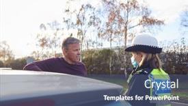  Presentation with traffic police - Audience pleasing slides consisting of male-driver-being-stopped backdrop and a ocean colored foreground
