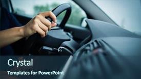  Presentation with safety driving - Audience pleasing presentation theme consisting of male driver's hands driving backdrop and a ocean colored foreground