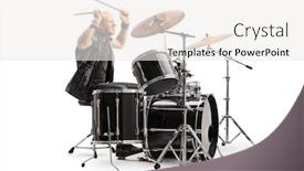  Presentation with leather - Slide set with male-drummer-in-a-leather background and a white colored foreground