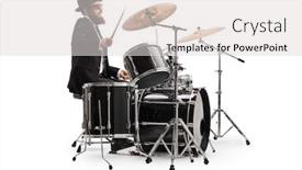  Presentation with brown sugar isolated on white - PPT layouts consisting of male-drummer-in-a-suit background and a light gray colored foreground
