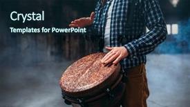  Presentation with drum - Amazing theme having male drummer playing on wooden backdrop and a navy blue colored foreground