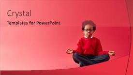  Presentation with pupil - Colorful PPT theme enhanced with male-elementary-school-pupil-wearing backdrop and a coral colored foreground