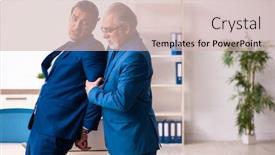  Presentation with investigation - Cool new slides with male-employee-and-cop backdrop and a soft green colored foreground