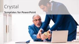  Presentation with investigation - Theme having male-employee-and-cop background and a light gray colored foreground