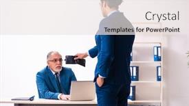  Presentation with investigation - Cool new presentation design with male-employee-and-cop backdrop and a white colored foreground