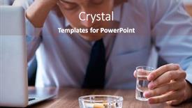  Presentation with vodka - PPT layouts consisting of male employee drinking vodka and smoking cigarettes at workplace background and a tawny brown colored foreground