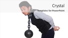  Presentation with chain - Amazing PPT theme having male employee isolated on white backdrop and a white colored foreground