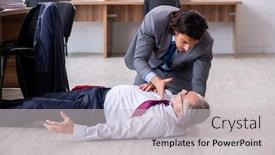  Presentation with heart attack - Slide set with male-employee-suffering-from-heart background and a light gray colored foreground