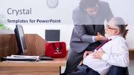  Presentation with heart attack - Presentation design consisting of male-employee-suffering-from-heart background and a sky blue colored foreground