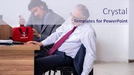  Presentation with heart attack - PPT layouts with male-employee-suffering-from-heart background and a sky blue colored foreground