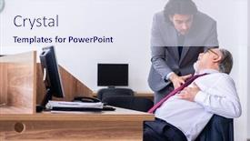  Presentation with heart attack - Cool new PPT theme with male-employee-suffering-from-heart backdrop and a sky blue colored foreground