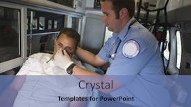  Presentation with ambulance emt - Theme featuring helping man with oxygen mask background and a coral colored foreground