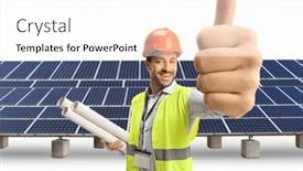  Presentation with photovoltaic - Presentation consisting of male-engineer-gesturing-thumbs-up background and a white colored foreground