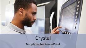  Presentation with cnc - Audience pleasing presentation design consisting of male engineer operating cnc machinery backdrop and a light blue colored foreground