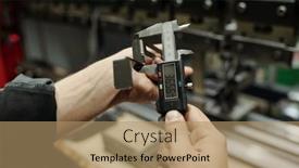  Presentation with industrial machines - Presentation having male-engineer-taking-measures background and a coral colored foreground