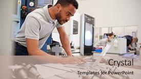  Presentation with cad - Slide set with male engineer using cad programming background and a mint green colored foreground