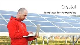  Presentation with solar panels - Amazing presentation theme having male engineer using laptop solar backdrop and a white colored foreground