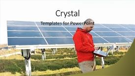  Presentation with solar panels - Theme having male engineer using laptop solar background and a white colored foreground
