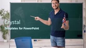  Presentation with language english - Presentation design with male-english-language-teacher background and a ocean colored foreground