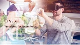  Presentation with entrepreneur - Presentation design with male entrepreneur using virtual background and a  colored foreground