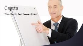  Presentation with flip chart - Beautiful presentation featuring male executive presenting on flip chart backdrop and a sky blue colored foreground