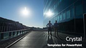  Presentation with walking together - Slides consisting of male-executives-walking-together background and a wine colored foreground